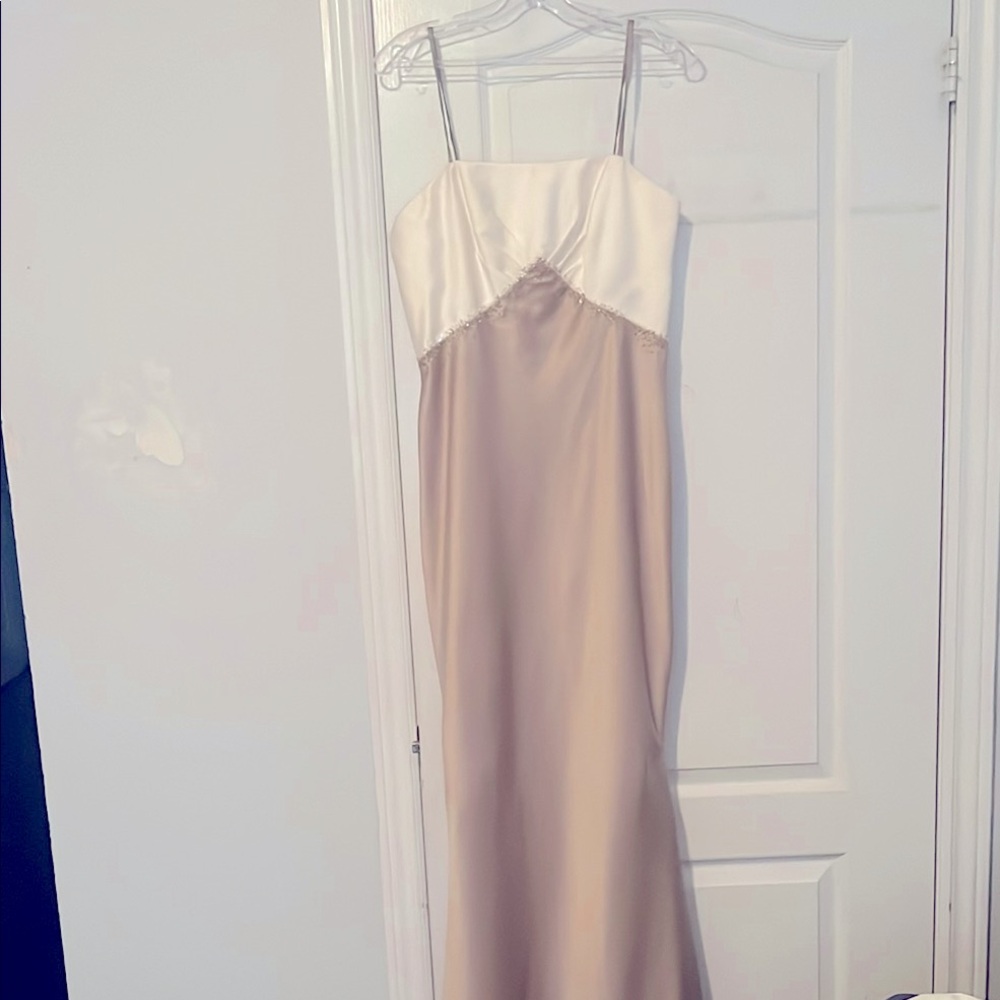 Elegant Cream and Tan Women's Dress